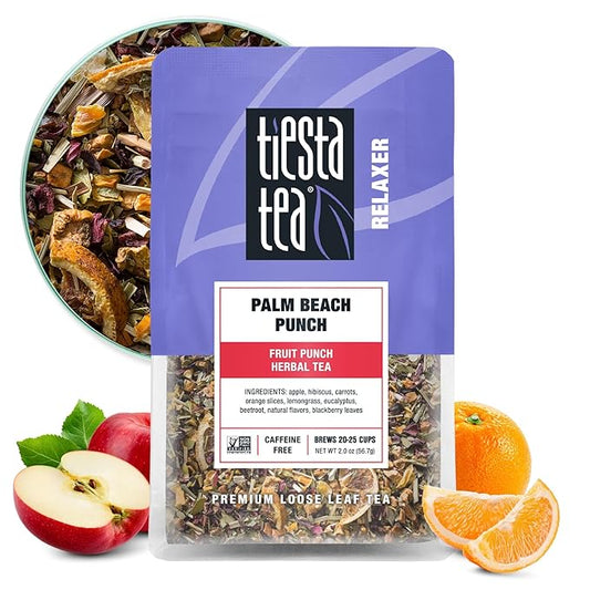 Tiesta Tea - Palm Beach Punch, Loose Leaf, Fruit Punch Herbal Tea, Caffeine-Free Tropical Blend with Apple and Orange, Brew Hot or Iced, Resealable Pouch, 25 Cups, 2 Ounce