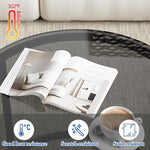 Load image into Gallery viewer, aboxoo Nesting Coffee Table Grey Glass Table Set of 2, Small Round Glass Nesting Tables for Living Room Bedroom, Accent Tea Table with Metal Frame Modern Industrial Simple