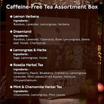 Load image into Gallery viewer, EZR Leaf Decaf Herbal Tea Sampler-22CT Pyramid Bags with Natural Fruit &amp; Floral Blends – Caffeine-Free Assorted Tea Gift Set for Women &amp; Men Blend Lemon Verbena x4, Lemongrass &amp; Herbs x5, Mint &amp; Chamomile x4,Dreamland x5, Roselle x4