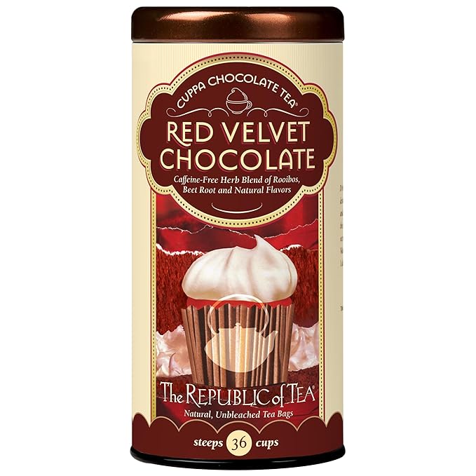 The Republic of Tea – Red Velvet Cuppa Chocolate Tea Bags, Caffeine Free, 36 Servings
