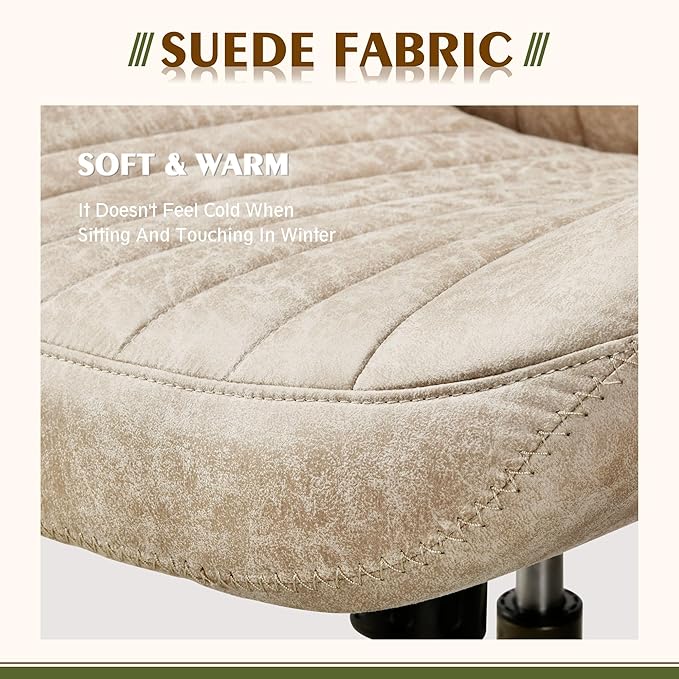 High Back Office Chair,Modern Swivel Office Chair,Brown Suede Fabric Gaming Chair,Height Adjustable Home Office Desk Chair with Lumbar Support