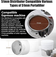 IKAPE 51MM Coffee Distributor, Gravity Adaptive Espresso Distributor Fits All 51MM Espresso Portafilter, Compatible with 51MM Delonghi Bottomless Portafilter (White)