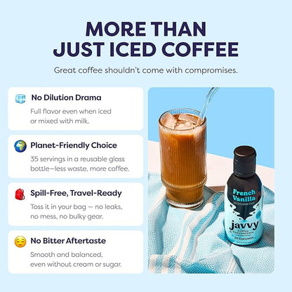 Coffee Concentrate - Cold Brew Coffee, Perfect for Hot or Iced Instant Coffees, Hot Drinks, Cold Brew Concentrate, 35 Servings - French Vanilla