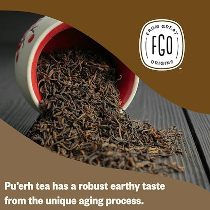 FGO Organic Pu'erh Tea, 100 Count, Eco-Conscious Black Tea Bags, Resealable Bag, Packaging May Vary (Pack of 1)
