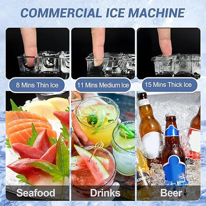 Ice Maker Commercial Ice Machine Large Capacity Stainless Steel 500 Lbs/24H Industrial Ice Machine, 350 Lbs Storage Commercial Ice Machines Free Standing, Cubes Ice Makers Commercial