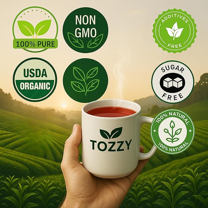 Tozzy Organic Hibiscus Tea - 30 Count | Pyramid Tea Bags (Plant-Based & Eco-conscious) | Pure Ingredients