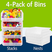 Plastic Containers for Organizing and Storage Bins for Closet, Kitchen, Office, Garage or Pantry Organization, Stackable Bins, Extra Large (14.8