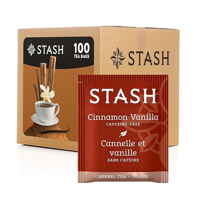 Stash Tea Cinnamon Vanilla Herbal Tea, Box of 100 Tea Bags