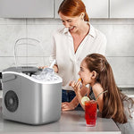 Load image into Gallery viewer, Portable Countertop Ice Maker Machine with Handle, 9 Bullet-Shaped Ice Cubes Ready in 6 Mins, 26Lbs/24H, Self-Cleaning Function with Ice Scoop and Basket for Home/Kitchen/Party (Grey)