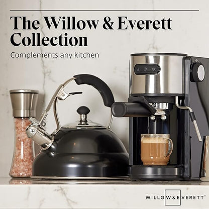 Willow & Everett Whistling Tea Kettle for Stove Top - 3.17 Quart Tea Pots for Stove Top w/Stainless Steel, Mirror Finish & Strainer