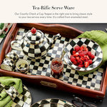 Load image into Gallery viewer, MACKENZIE-CHILDS Enamel Teapot, Cute Small Teapot with Lid, 4-Cup Capacity, Black-and-White Courtly Check