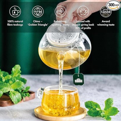 Ahmad Tea Green Tea, Green Tea Mint Teabags, 100 ct - Caffeinated and Sugar-Free (Pack of 3)