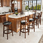 Load image into Gallery viewer, PHI VILLA 30 inch Bar Height Stools Set of 2,Swivel Wooden Barstools Tall Upholstered Faux Leather Barstool with Back,Vintage Bar Height Chairs,Kitchen Stools
