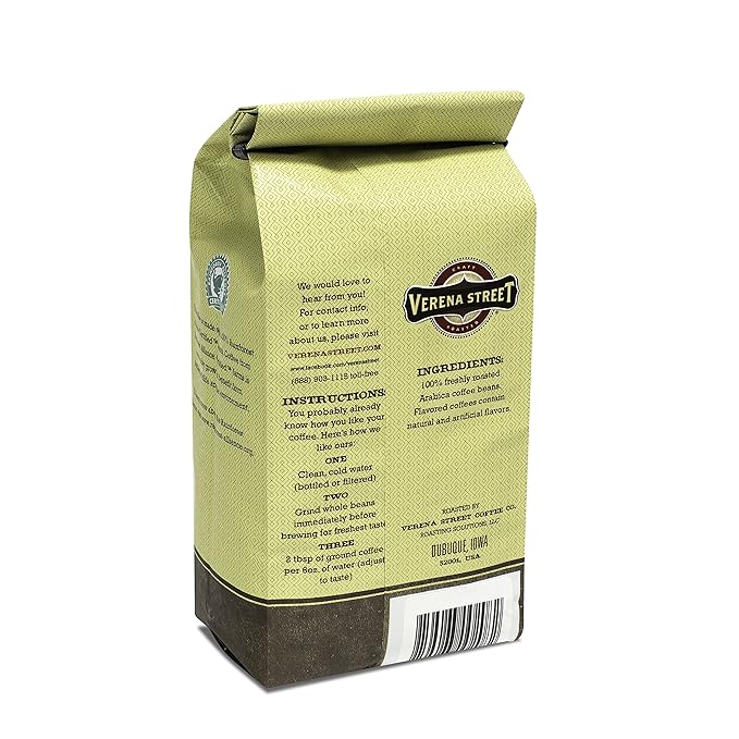 Verena Street 10 Ounce Ground, Swiss Water Process Decaf, Mississippi Grogg Decaffeinated, Medium Roast Rainforest Alliance Certified Arabica Coffee (Pack of 2)