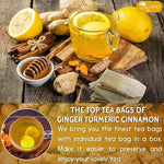 Load image into Gallery viewer, TOG999, Premium 20 Tea Bags Turmeric, Ginger, Cinnamon, 100% Natural, Hand-made Blend of Turmeric, Ginger, and Cinnamon Herbal Tea. Eco-conscious Tea Bags. No Sugar, No Caffeine, No Gluten, Vegan.