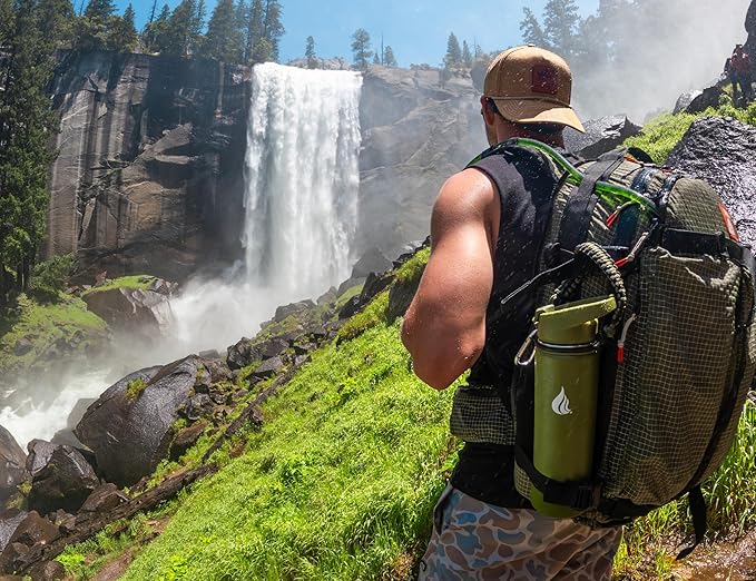 HYDRO CELL Stainless Steel Insulated Water Bottle with Straw - For Cold & Hot Drinks - Metal Vacuum Flask with Screw Cap and Modern Leakproof Sport Thermos for Adults (Army 24oz)