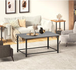 Load image into Gallery viewer, SENIG Small Coffee Table, Modern Industrial Style Rectangular Table, Grey Wood and Sturdy Metal Side End Table, Rustic Accent Functional Coffee Table for Living Room,31.5 x 20 x 16