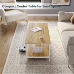Load image into Gallery viewer, SAYGOER Coffee Table with Storage 2-Tier Industrial Center Table for Living Room, Rectangle Wood Table for Small Spaces Apartment Home Office, Oak White