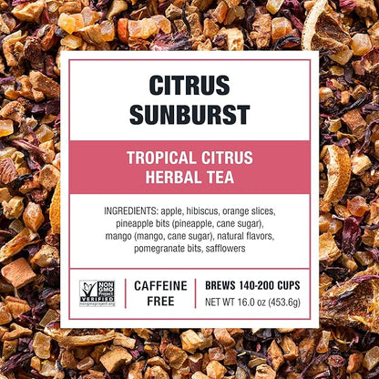 Tiesta Tea - Citrus Sunburst, Loose Leaf, Tropical Citrus Herbal Tea, Premium Blend, Non-Caffeinated Fruit Blend, Make Hot or Iced & Brews Up to 200 Cups, 16 Ounce Resealable Bulk Pouch