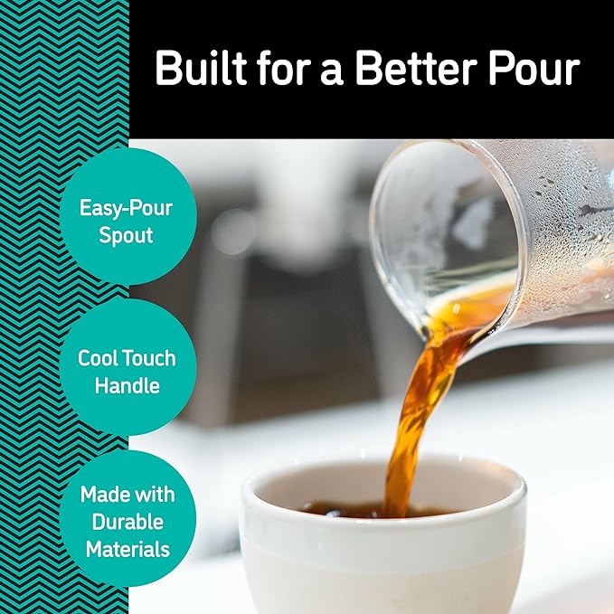 Coffee Gator Pour Over Coffee Maker - 14oz High Heat Borosilicate Glass with Reusable Stainless Steel Filter, Drip Coffee Brewer Pourover Dripper Set Carafe, 400ml Clear