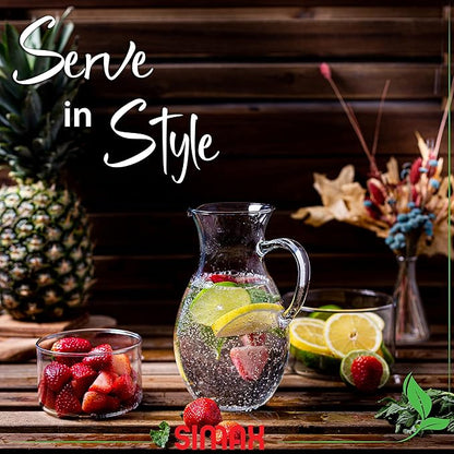 Simax Glass Pitcher With Spout, SMALL 1 Quart Borosilicate Glass Pitchers With Handle,Glass, Cocktail Pitcher, Margarita, Sangria, Beverage Pitchers