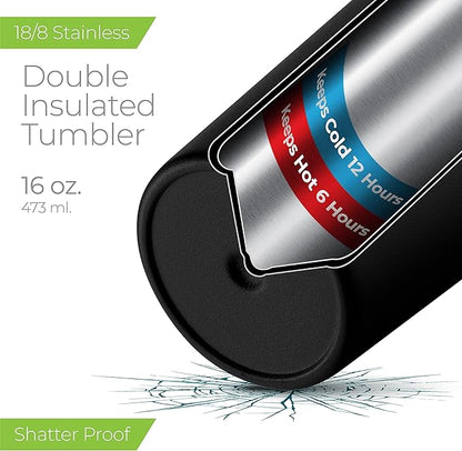 SIPX™ Triple-Insulated Tumblers - 16oz. Premium Modern Tumbler With Lid, insulated Cup Keeps Hot For 6 Hours, Stainless Steel Tumbler Made Of Sustainable Material, Coffee Travel Mug For Home & Office
