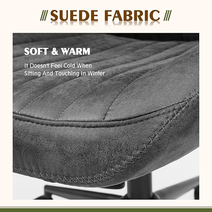 High Back Office Chair,Modern Swivel Office Chair,Black Suede Fabric Gaming Chair,Height Adjustable Home Office Desk Chair with Lumbar Support