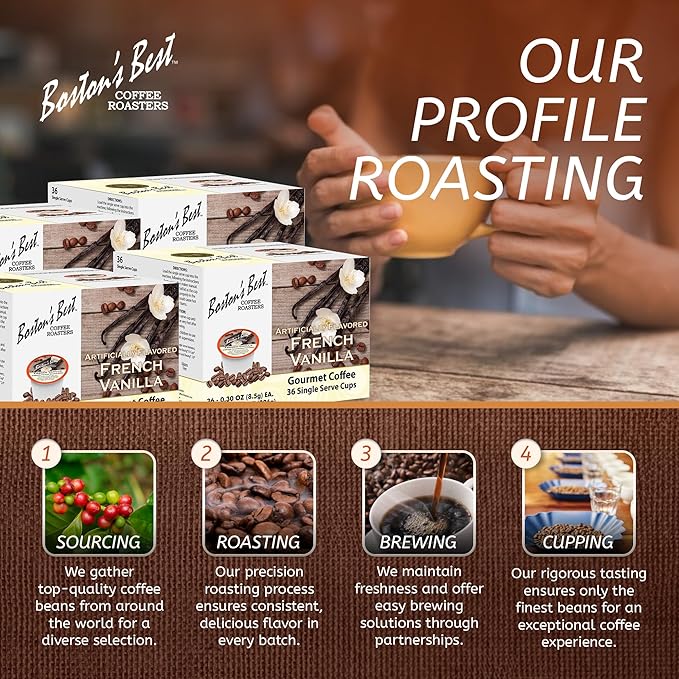 Boston’s Best - French Vanilla Medium Roast Gourmet Coffee, Delicious Flavored Compatible with Keurig Coffee Maker, 1 Count (144 Single Serve Cups)