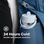 Load image into Gallery viewer, Hydro Flask Water Bottle - Insulated Stainless Steel - Wide Mouth Flex Straw Lid, Non Spill, Leakproof and Refillable in 32 Oz Surf Blue