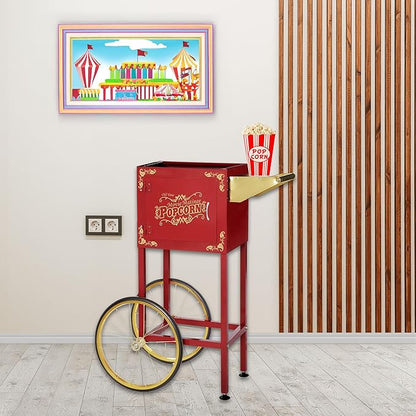 Popcorn Cart - Matinee Replacement Stand for 8-Ounce Poppers with Shelf, Push Handle, and Bicycle-Style Wheels by Great Northern Popcorn (Red)