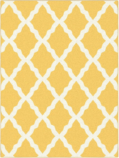Ottomanson 5' x 6'6" Rugs for Living Room Trellis Area Rug for Bedroom - Non Slip Durable Large Floor Carpet for High Traffic Areas - Indoor Rug for Dining Room Kitchen Kids Playroom, Yellow