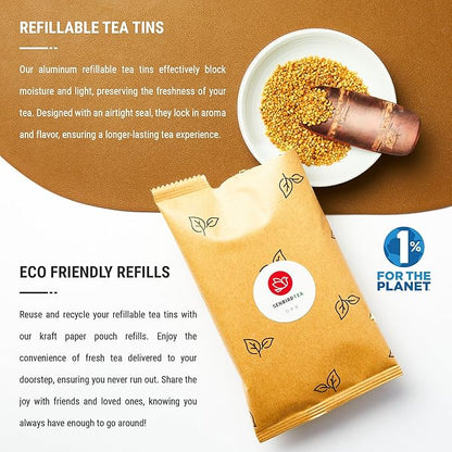 Senbird Premium Sobacha - Japanese Soba Buckwheat Tea - From Hokkaido - Loose Leaf in Airtight Tea Tin (3.5oz/100g)