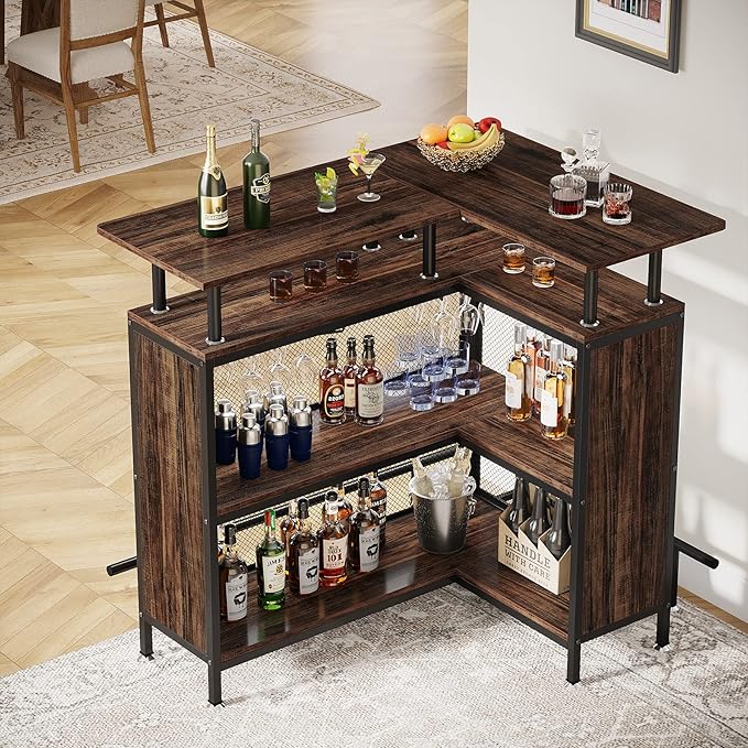 LITTLE TREE Home Bar Unit Mini Liquor Table Cabinet
