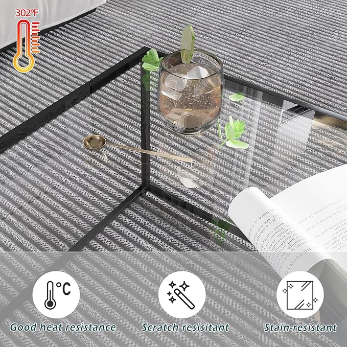 Glass Coffee Table Modern Center Table,Minimalist Coffee Table Sofa Side Tea Table for Living Room,Tempered Glass-top with Sturdy Metal Frame, Easy Assembly,26.4 x 26.4 x 15.7 Inches, Black