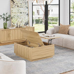 Load image into Gallery viewer, Lift Top Coffee Table with Storage, Modern Coffee Table with Arched Design, 31.5" Square Tea Table with Wood Grain, Boho Multifunctional Center Table for Living Room, Office, Oak