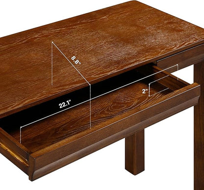 NTC Flow Modern Wooden Rectangle Console Table with Hidden Drawer – Waterproof & Heat Resistant, Dark Walnut