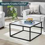 Load image into Gallery viewer, SAYGOER White Coffee Table,Small Square Coffee Table,Modern Center Table for Living Room Office 27.6 * 27.6 * 15.7 Inch, Easy Assembly, White Faux Marble Top