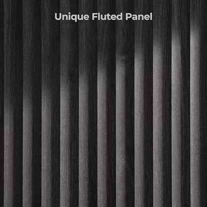 SICOTAS Round Coffee Table for Living Room, Mid Century Modern Fluted Center Coffee Table with Storage, 32" Circle Accent Tea Dining Table for Apartment, Dark Grey Alder