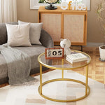Load image into Gallery viewer, Round Glass Coffee Table,Small Living Room Table for Small Space,Modern Center Table with Glass Top Clear &amp; Sturdy Metal Frame for for Living Room Home Office, Easy Assembly,27 x 27 x 17 Inch,Gold