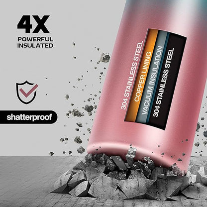 Stainless Steel Insulated Water Bottle and Travel Mug for Hot and Cold Beverages, Wide Mouth, Double Wall Insulated Hydration Sports Water Bottle for Hiking, Biking, Outdoor, 22 OZ BPA Free