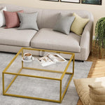 Load image into Gallery viewer, Glass Coffee Table, Small Square Coffee Table for Living Room,Simple Modern Center Tables for Small Spaces, Gold Living Room Tea Tables Easy Assembly,26 * 26in（Gold &amp; Clear Glass）