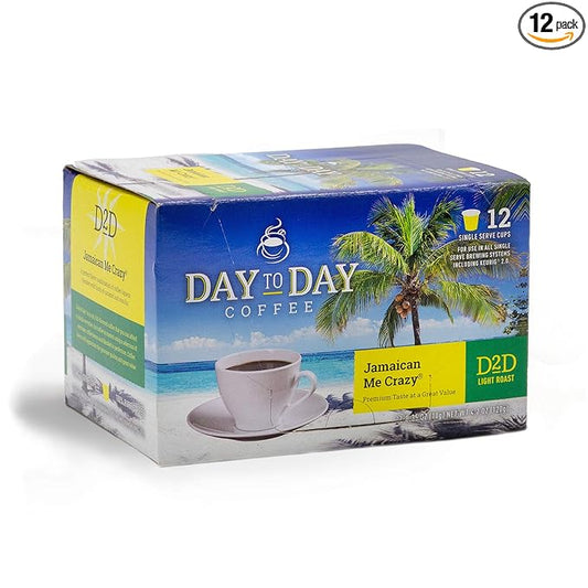 Day To Day 12-Count Jamaican Me Crazy, Light Roast Single Serve Coffee Pods for K-Cup Keurig Brewers