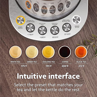 Vianté Electric Kettle With Infuser For Loose Leaf. Hot Tea Maker With Temperature Control And Automatic Shut Off. Tea Kettle With Brewing Programs. 1.5 Liters Capacity