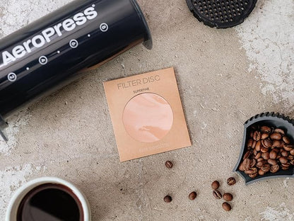 Filter for use in AeroPress Go/AeroPress Coffee Makers (Superfine) - Premium Replacement Disc - Reusable Metal, Titanium Coated Stainless Steel. Upgrade Your Mesh or Filter Papers