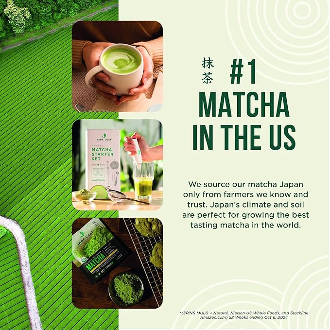 Jade Leaf Matcha Organic Ceremonial Grade Green Tea Powder - Farm Direct First Harvest - Single Serve Stick Packs - Authentic Japanese Origin (30 Count Single Serve Stick Pack Pouch)