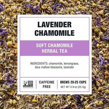 Tiesta Tea - Lavender Chamomile | Loose Leaf | Soft Chamomile Herbal Tea | Premium Non-Caffeinated Blend | Make Hot or Iced & Brews Up to 25 Cups | 5.4 Ounce Resealable Pouch, Pack of 6