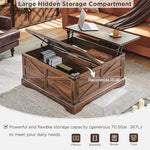 Load image into Gallery viewer, JXQTLINGMU Farmhouse Lift Top Coffee Table with Storage, 36" Wood Square Center Table with Large Hidden Compartment, Rustic Lift Tabletop Dining Table for Home Living Room, Brown