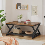 Load image into Gallery viewer, EnHomee Coffee Table with Storage, Modern Coffee Tables for Living Room with Mesh Shelf, 2 Tier Rectangular Center Table for Living Room, Bedroom, 39.4 Inch, Rustic Brown