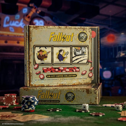 Bones Coffee Company Fallout Sin City Coffee Collector's Box, 2 Flavored Coffee Low Acid Medium Roast Arabica Beans Specialty Gifts, Auto Drip and French Press Compatible, 12 oz Pack of 2 Whole Bean