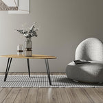 Load image into Gallery viewer, Manora Modern Mid Century Coffee Table, Oval Triangle Wood Center Table with Sturdy Metal Legs, Stylish Living Room Accent Table for Small Spaces
